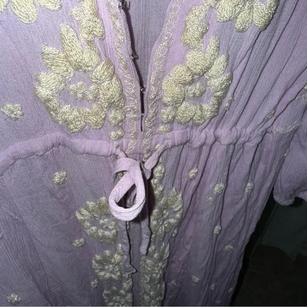 Free People Fable Dusty Lavender Embroidered Maxi Dress